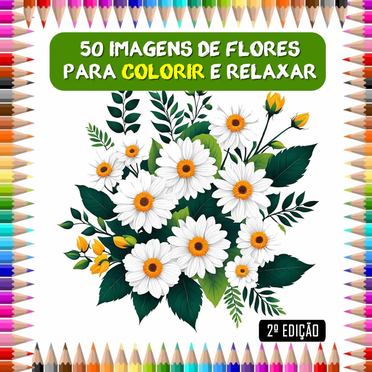 50 imagens de flores para colorir em folha A4 2º edição