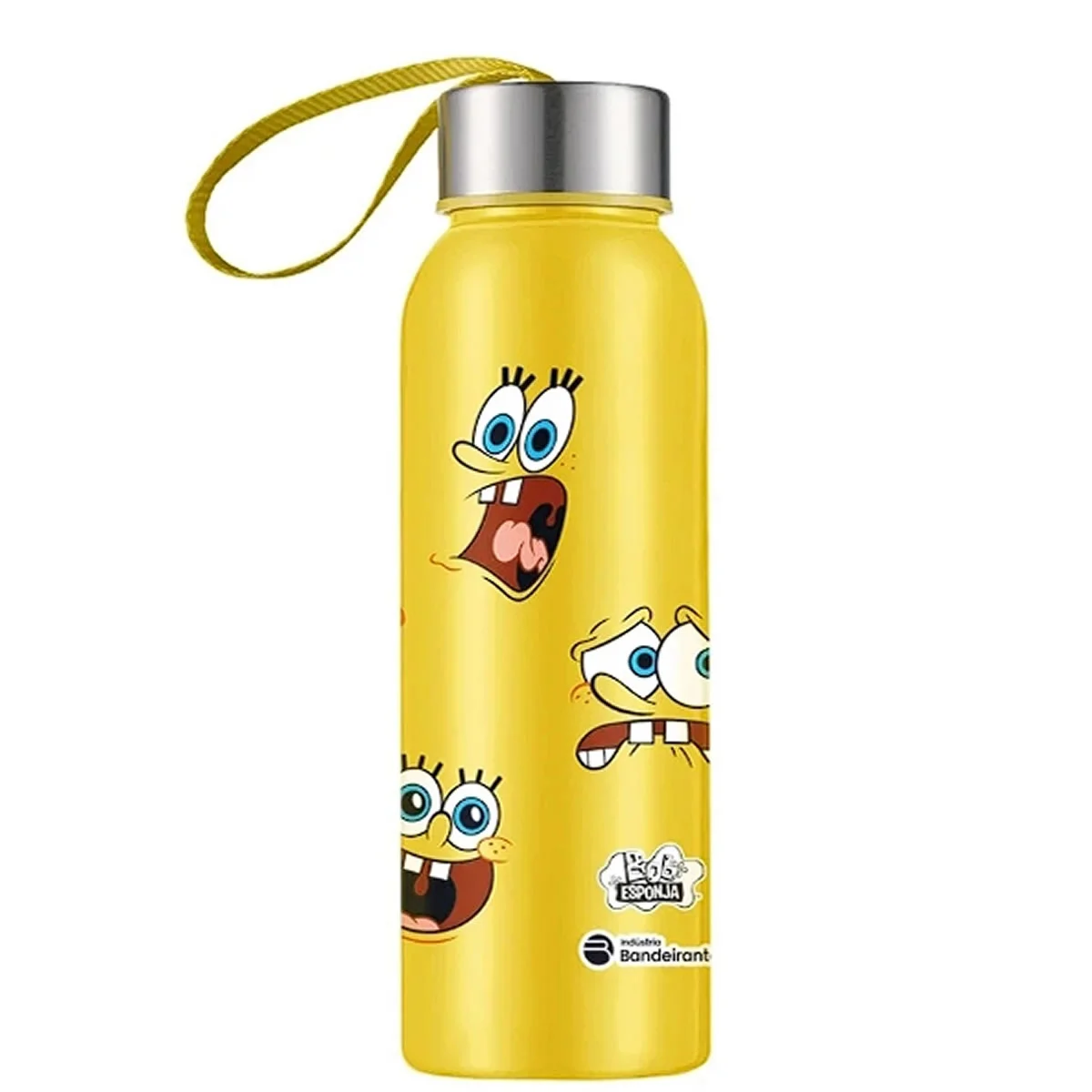 Garrafa Squeeze Plástico Bob Esponja 500ml com Tampa Inox