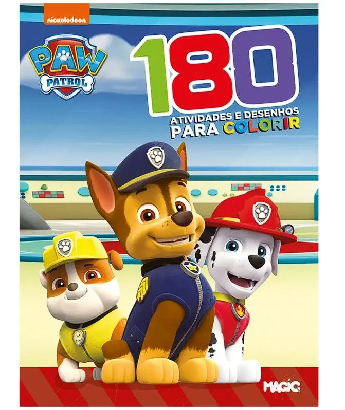 Livro de Atividades Patrulha Canina com 180 Desenhos para Colorir