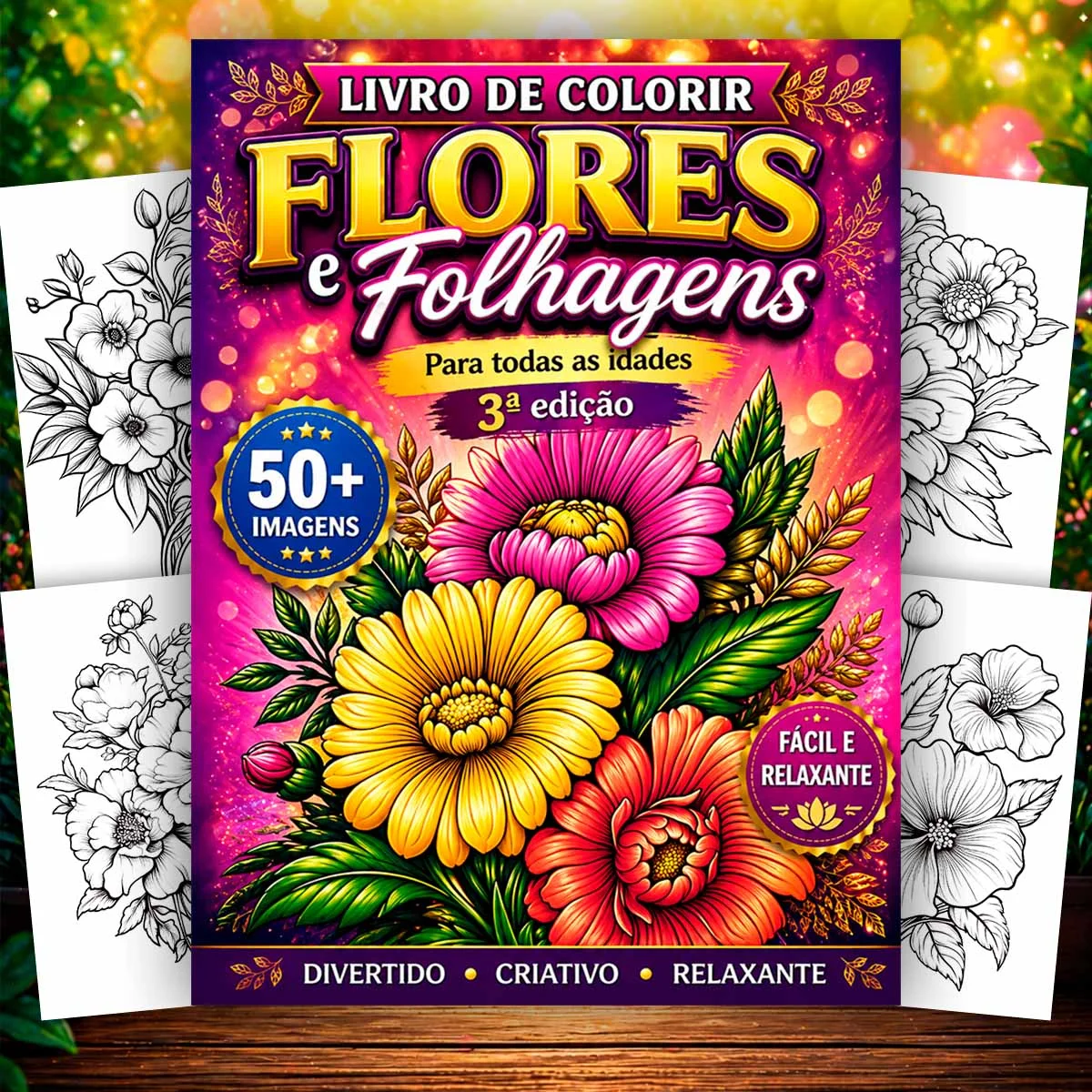Livro Para Colorir Flores e Folhagens Anti Stress Relaxante 3ª Edição