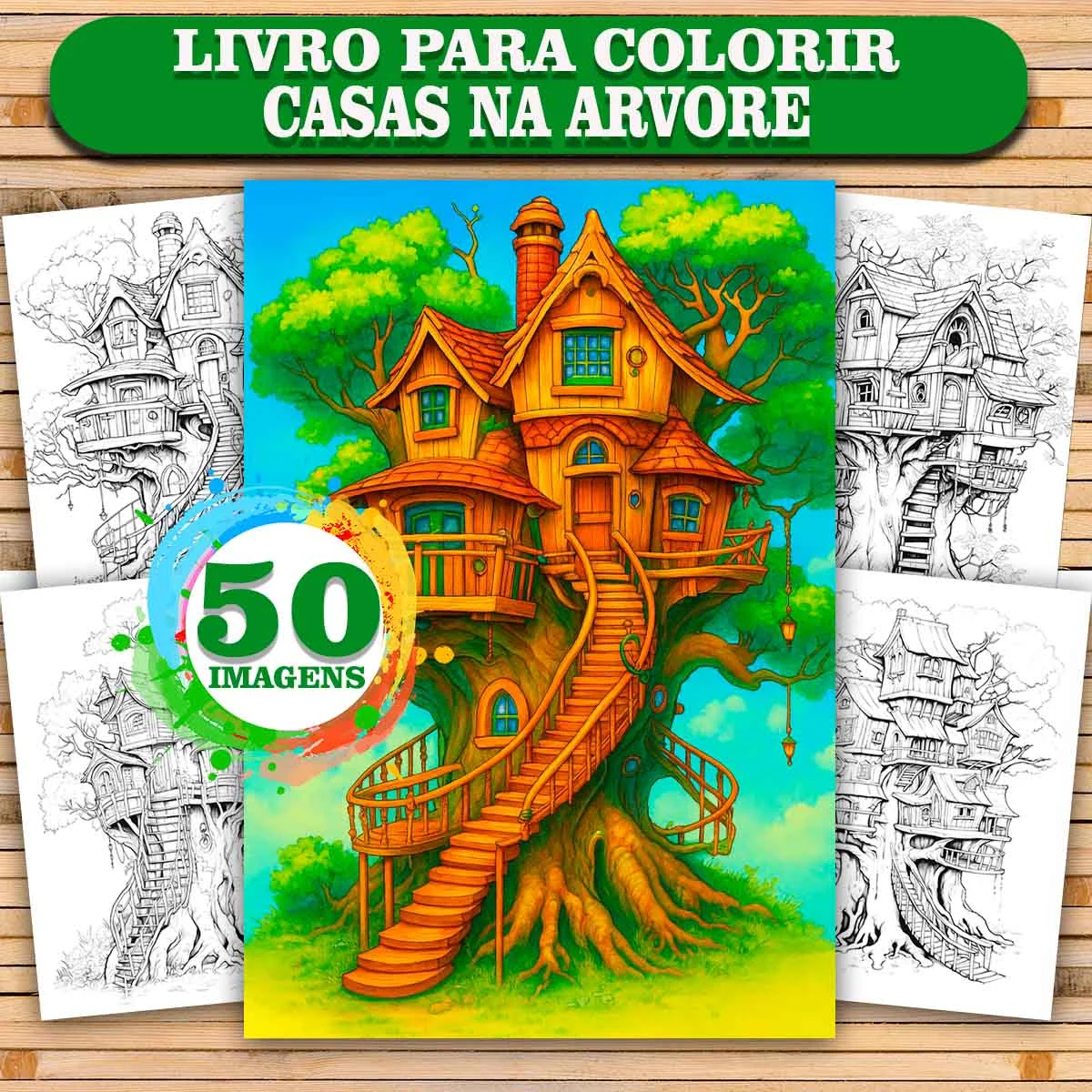 Livro de Colorir Casa na Árvore Antiestresse | Arte, Relaxamento e Criatividade COL-088-01