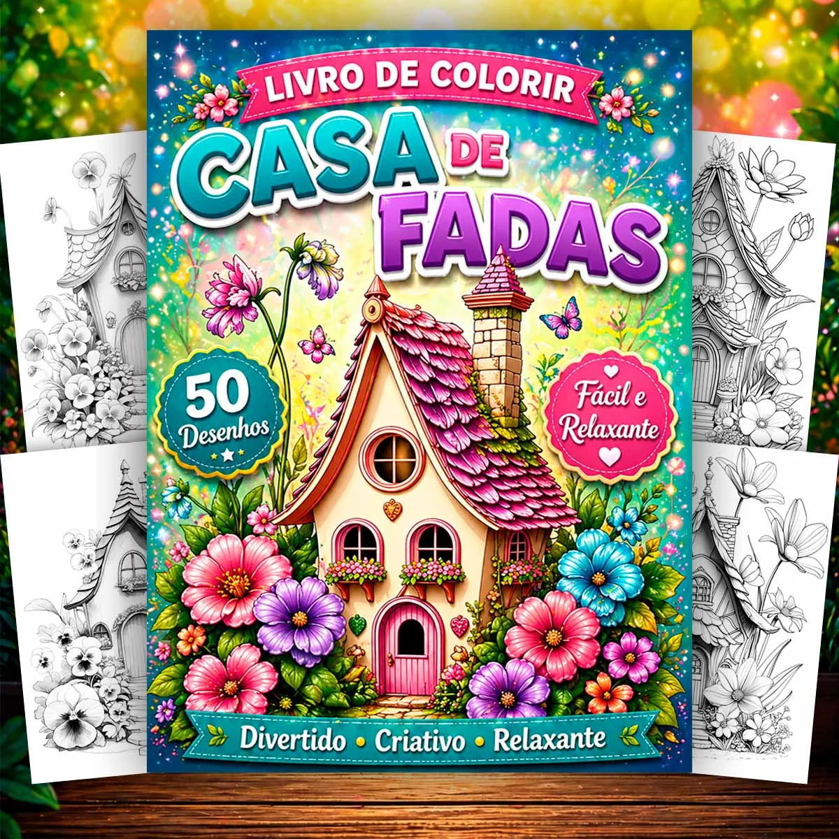 Livro para Colorir Casa de Fadas Encantadas para Relaxar