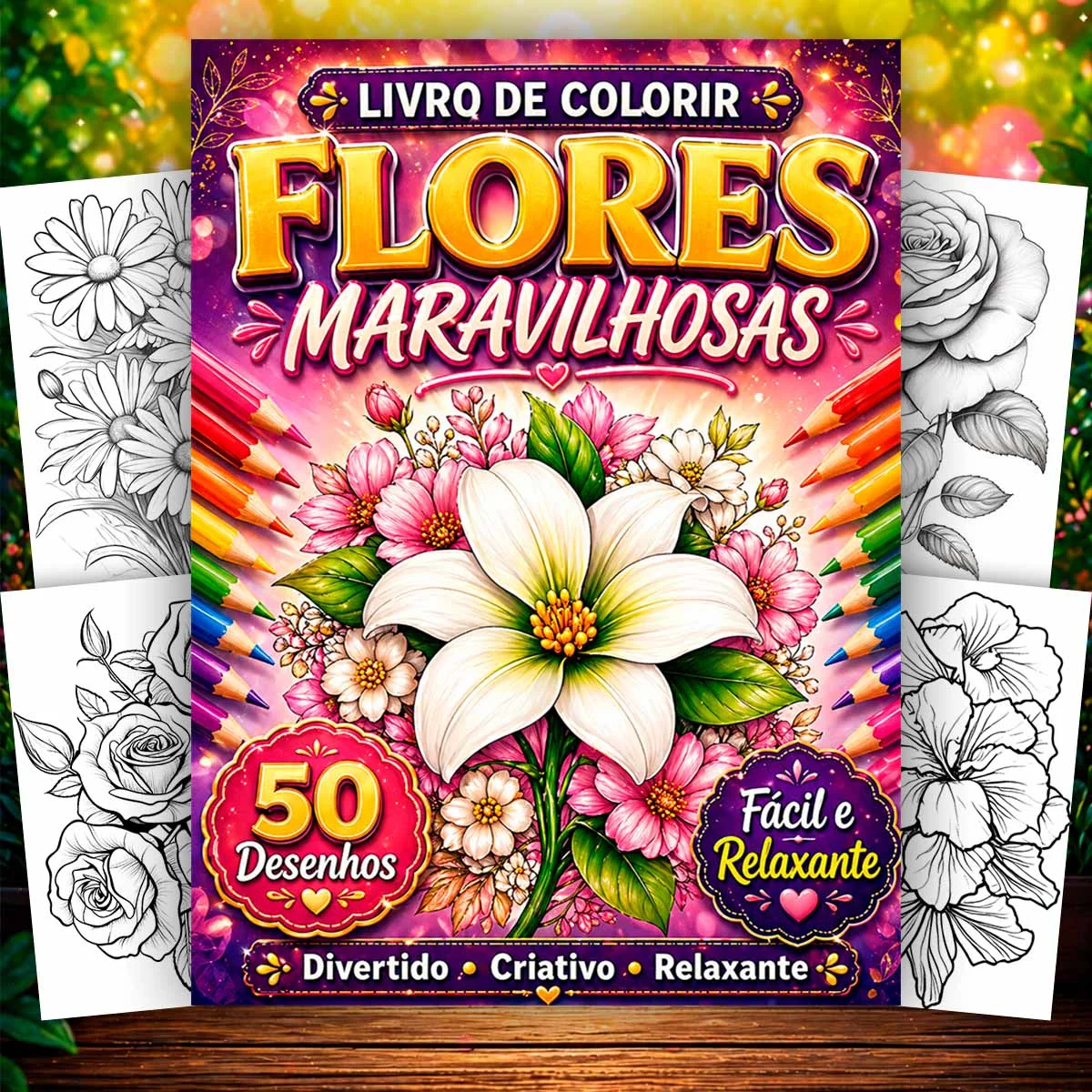 Livro para Colorir Flores Maravilhosas Anti Stress, Anti Ansiedade
