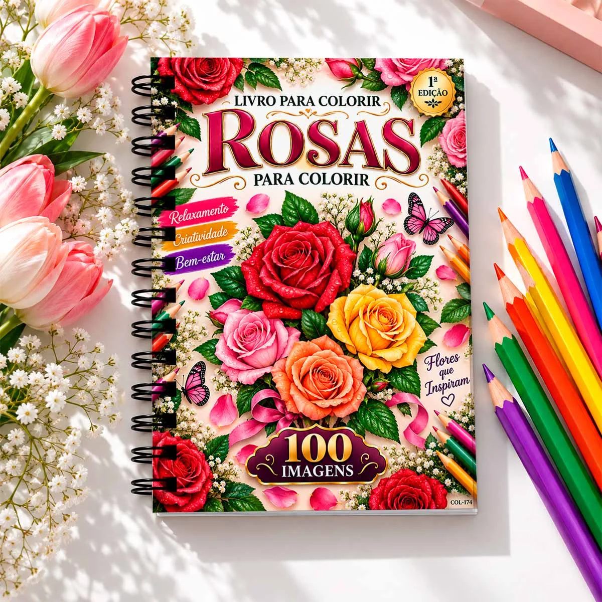 Livro para Colorir 100 Imagens de Rosas