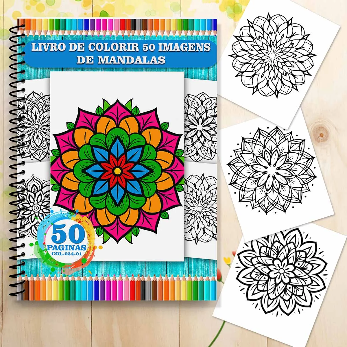 Livro de Colorir Mandalas - kit 50 Desenhos Relaxantes | Arte Terapia Antiestresse 1 EDIÇÃO