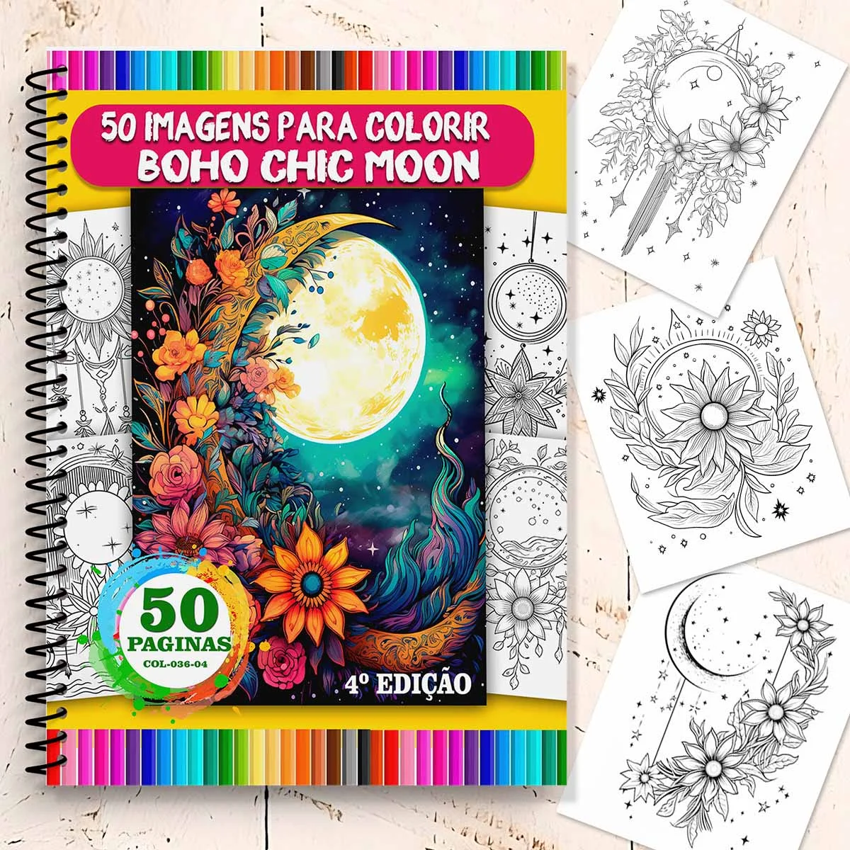 Livro para Colorir Boho Chic Moon 4ª Edição - Seu Momento de Paz e Criatividade COL036-04