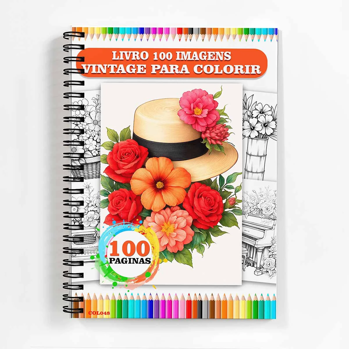 Livro de Colorir Adulto Antiestresse Objetos Vintage | Arteterapia Relaxamento Nostálgico COL048